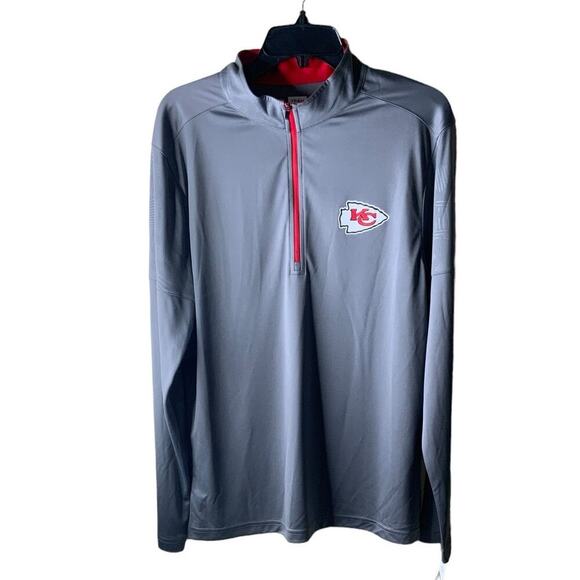 NFL Kansas City Chiefs Football Shirt Men M 1/2 Zip Mock Activewear Pullover NWT - Picture 3 of 10